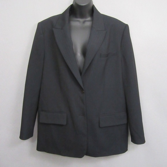 Zara Womens Blazer Medium Charcoal Gray Black Pin-Stripe Single Breasted NWT - Picture 1 of 14